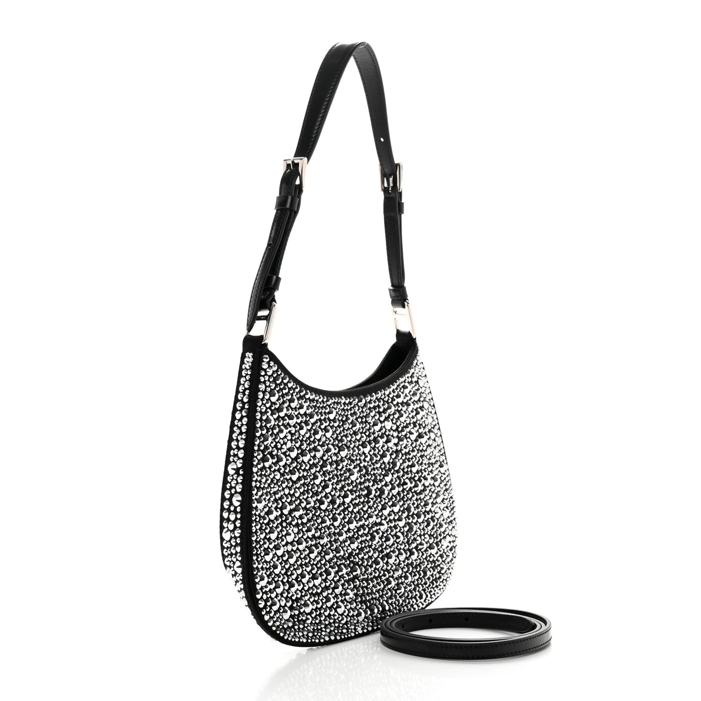 Satin Crystal Cleo Adjustable Strap Shoulder Bag Metal