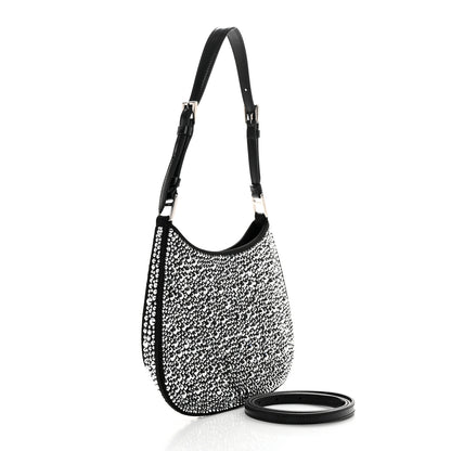 Prada Satin Crystal Cleo Adjustable Strap Shoulder Bag Metal 4 of 11
