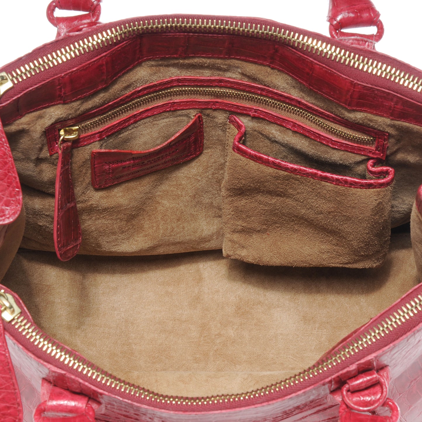Crocodile Zip Top Satchel Red