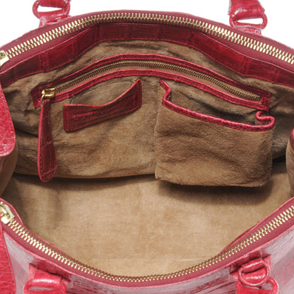 Nancy Gonzalez Crocodile Zip Top Satchel Red 4 of 5