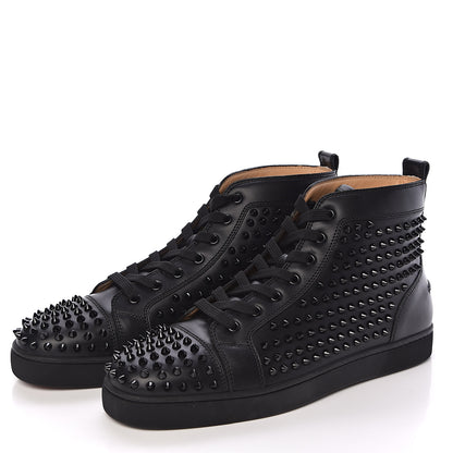 Christian Louboutin Calfskin Mens Louis Spikes Flat Sneakers 44.5 Black 3 of 8
