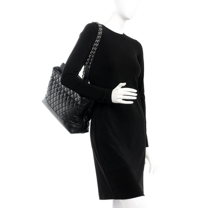 Chanel Aged Calfskin Quilted Be CC Tote Black 2 of 17