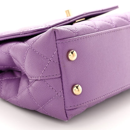 Chanel Caviar Quilted Extra Mini Coco Handle Flap Purple 9 of 10
