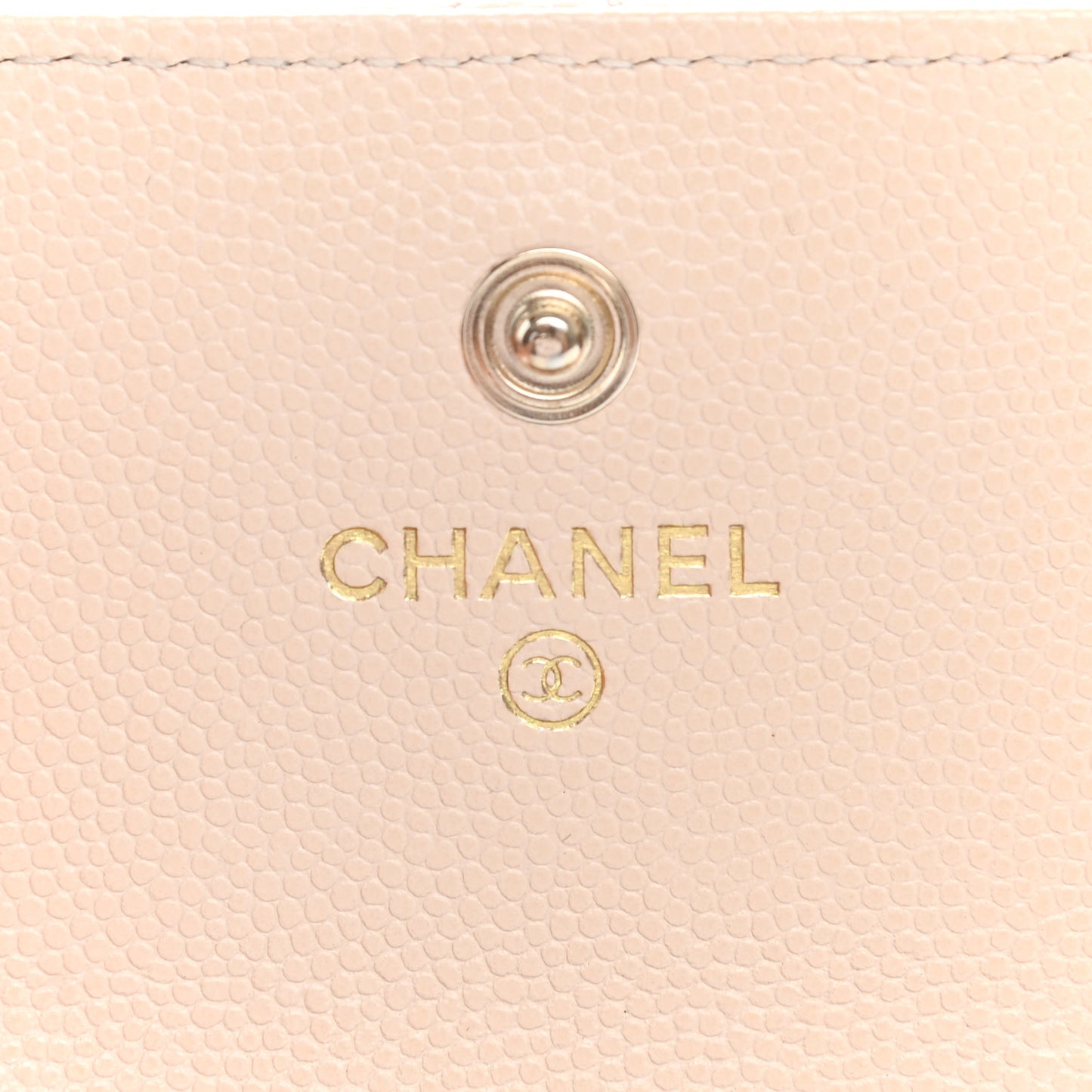 Caviar Pearl Quilted Coco Candy Flap Card Holder Beige