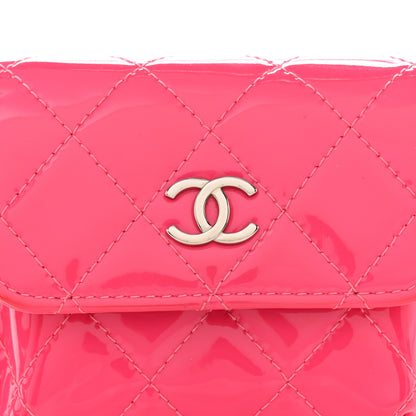 Chanel Patent Quilted Belt In Love Double Mini Flap Waist Bag Black Pink 13 of 16