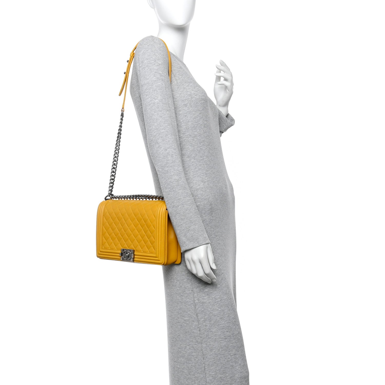 Chanel Lambskin Quilted New Medium Boy Flap Yellow 2 of 10
