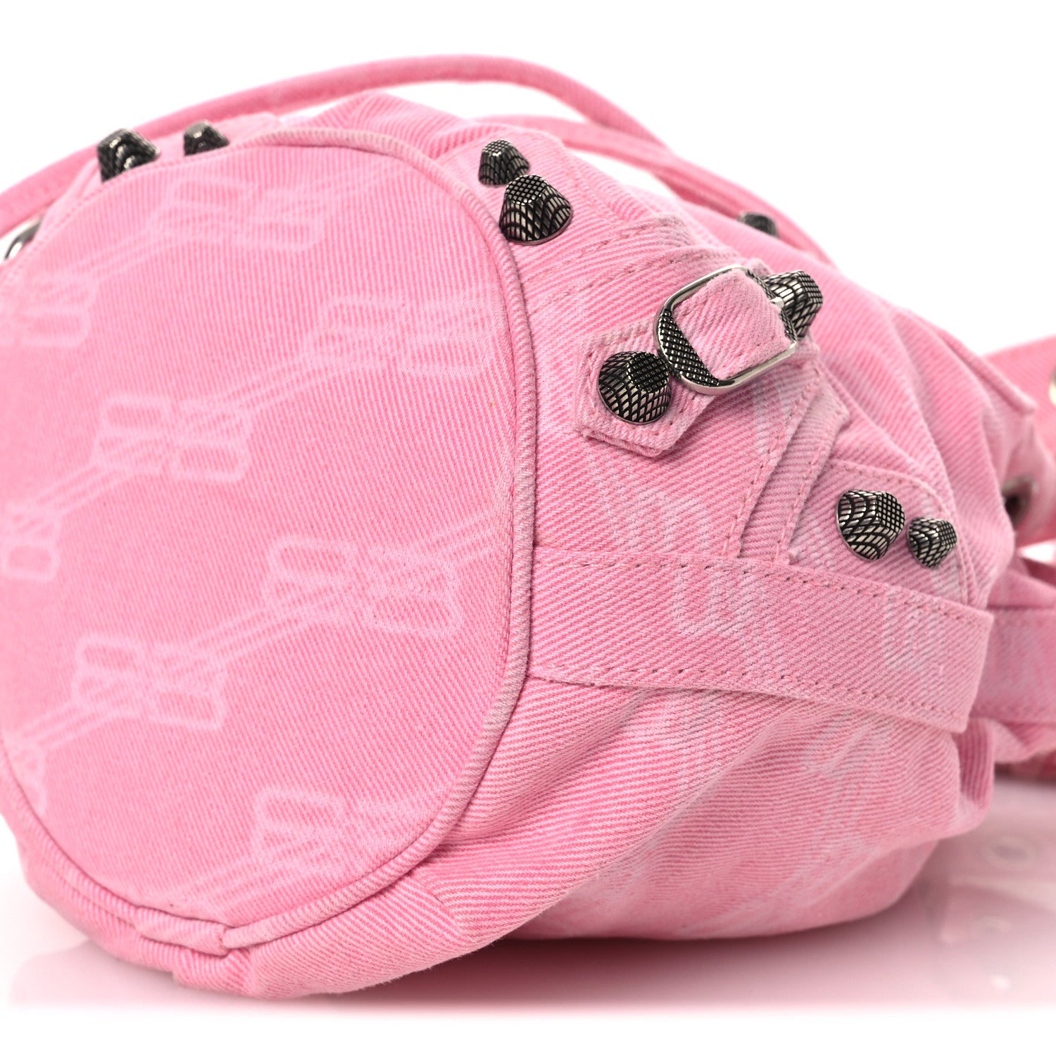 Balenciaga Washed Denim BB Monogram Le Cagole Bucket Bag XS Sweet Pink 11 of 11