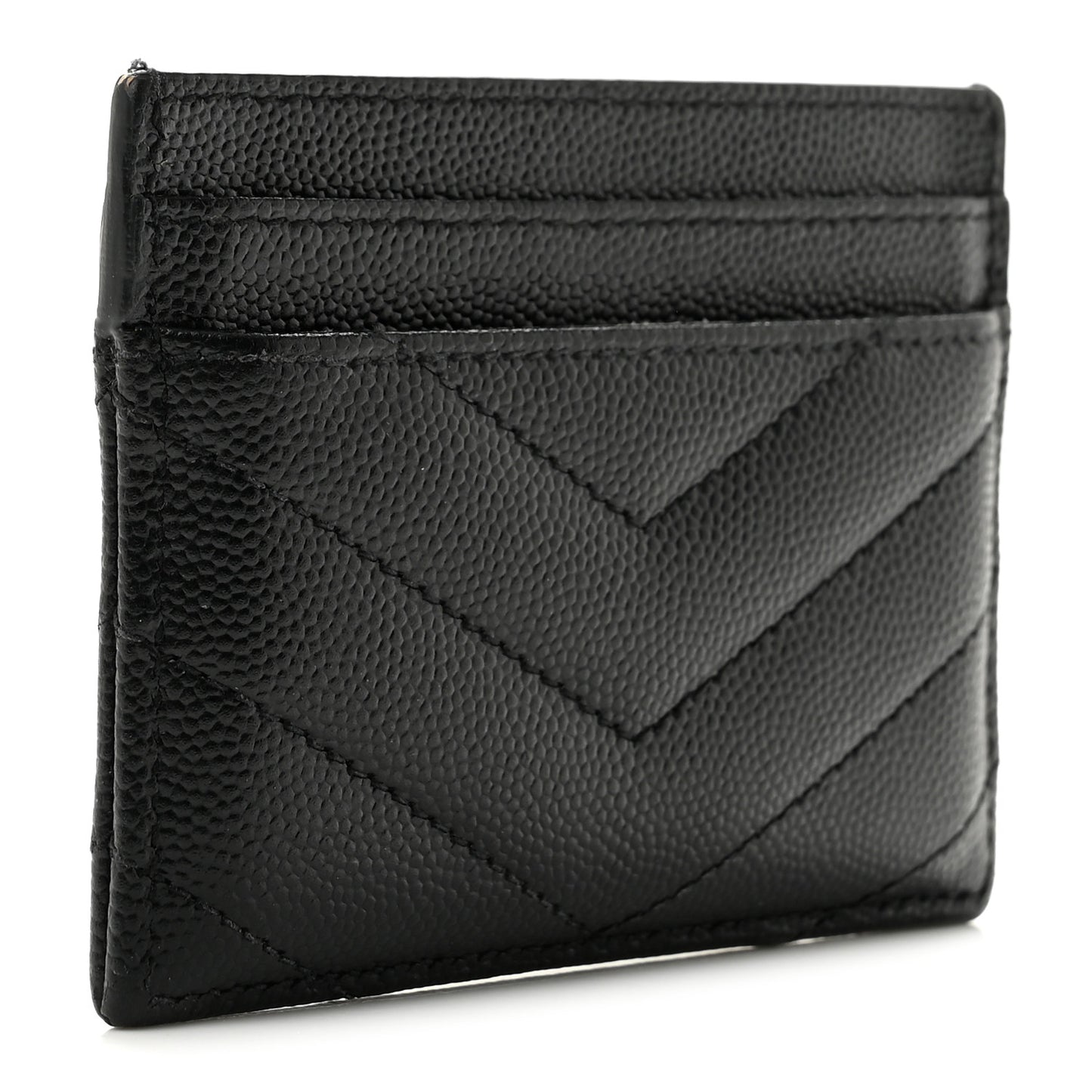 Grain De Poudre Matelasse Chevron Monogram Credit Card Case Black