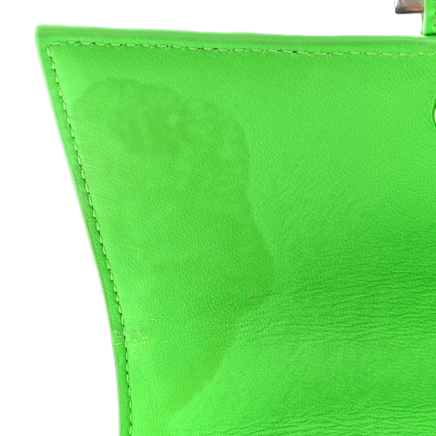 Balenciaga Shiny Calfskin Crocodile Embossed Hourglass Top Handle Bag XS Fluo Green 12 of 12