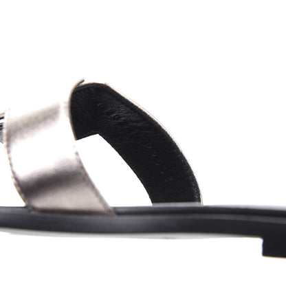 Hermes Metallic Calfskin Oran Sandals 39.5 Rose Dore 8 of 9