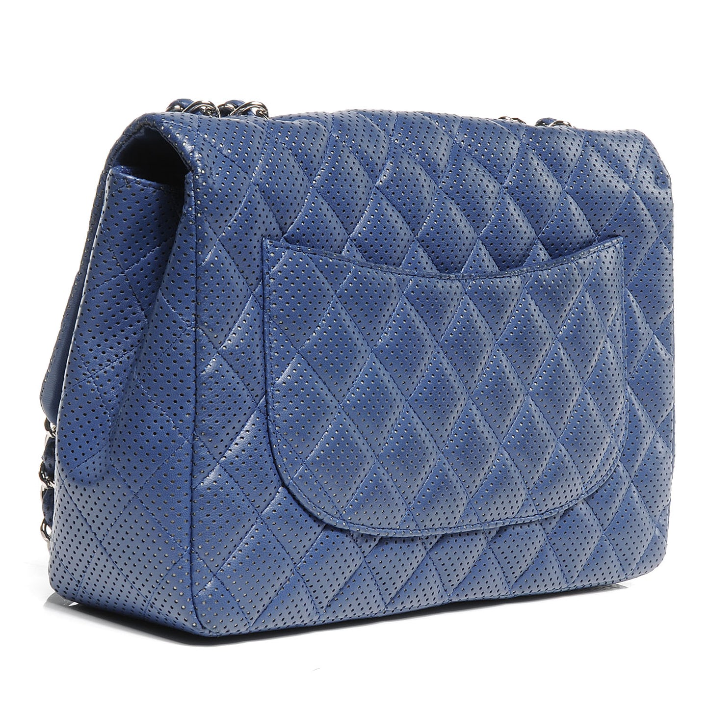 Lambskin Perforated Jumbo Single Flap Blue