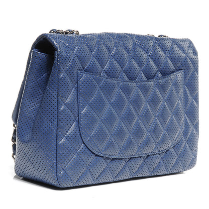 Chanel Lambskin Perforated Jumbo Single Flap Blue 3 of 8