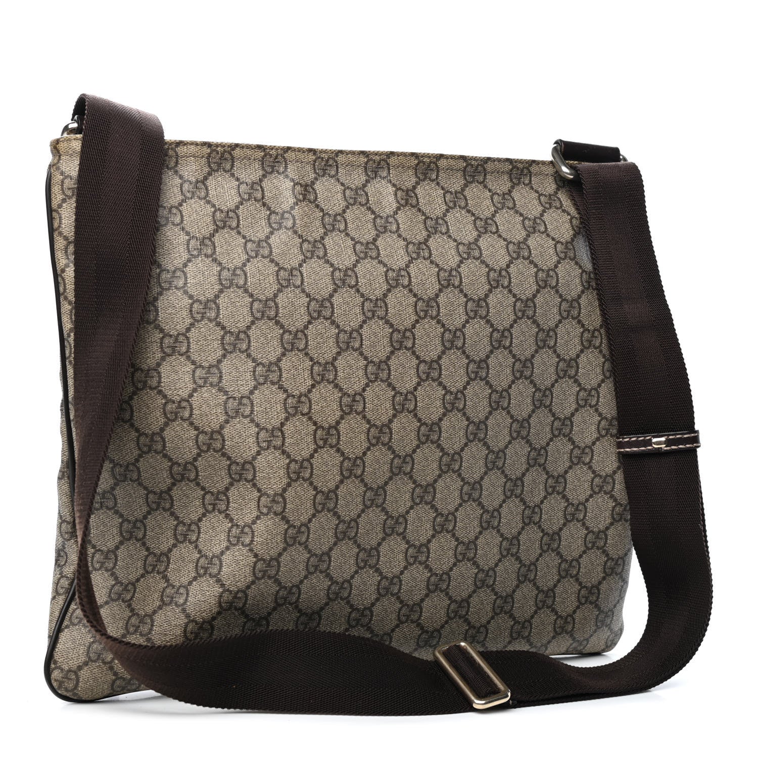 Gucci GG Supreme Monogram Medium Flat Messenger Bag Dark Brown 2 of 4