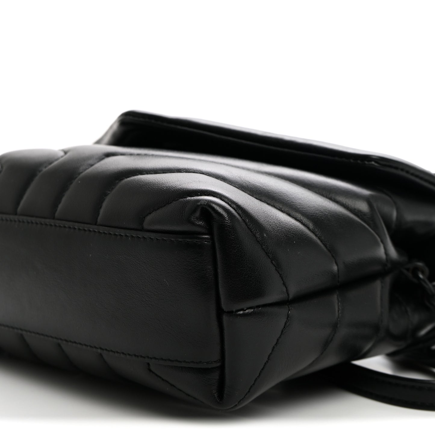 Calfskin Y Quilted Monogram Monochrome Toy Loulou Crossbody Bag Black