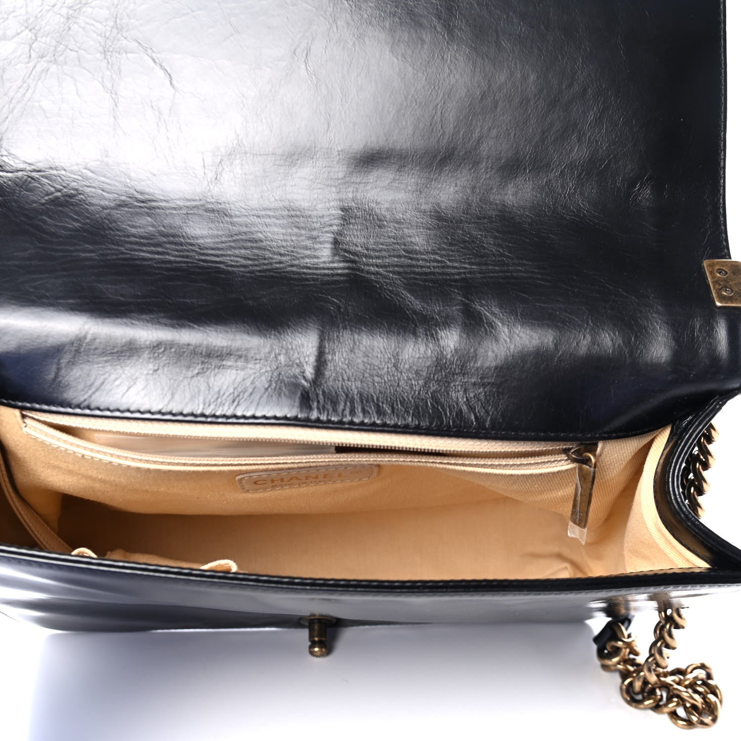 Chanel Glazed Calfskin Quilted Large Boy Flap Black 4 of 4
