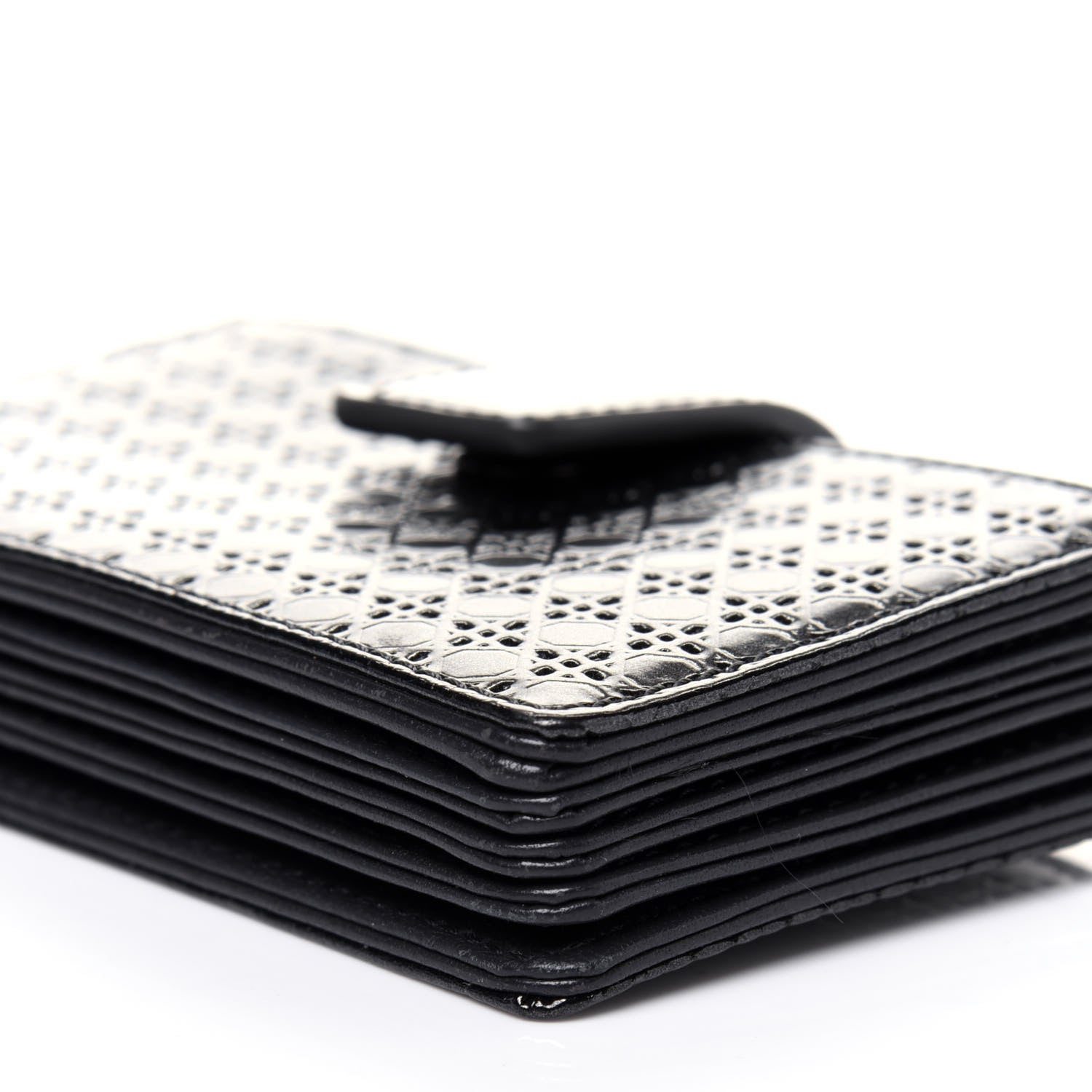 Christian Dior Metallic Patent Micro-Cannage Lady Dior 5-Gusset Card Holder Onyx Black 9 of 12