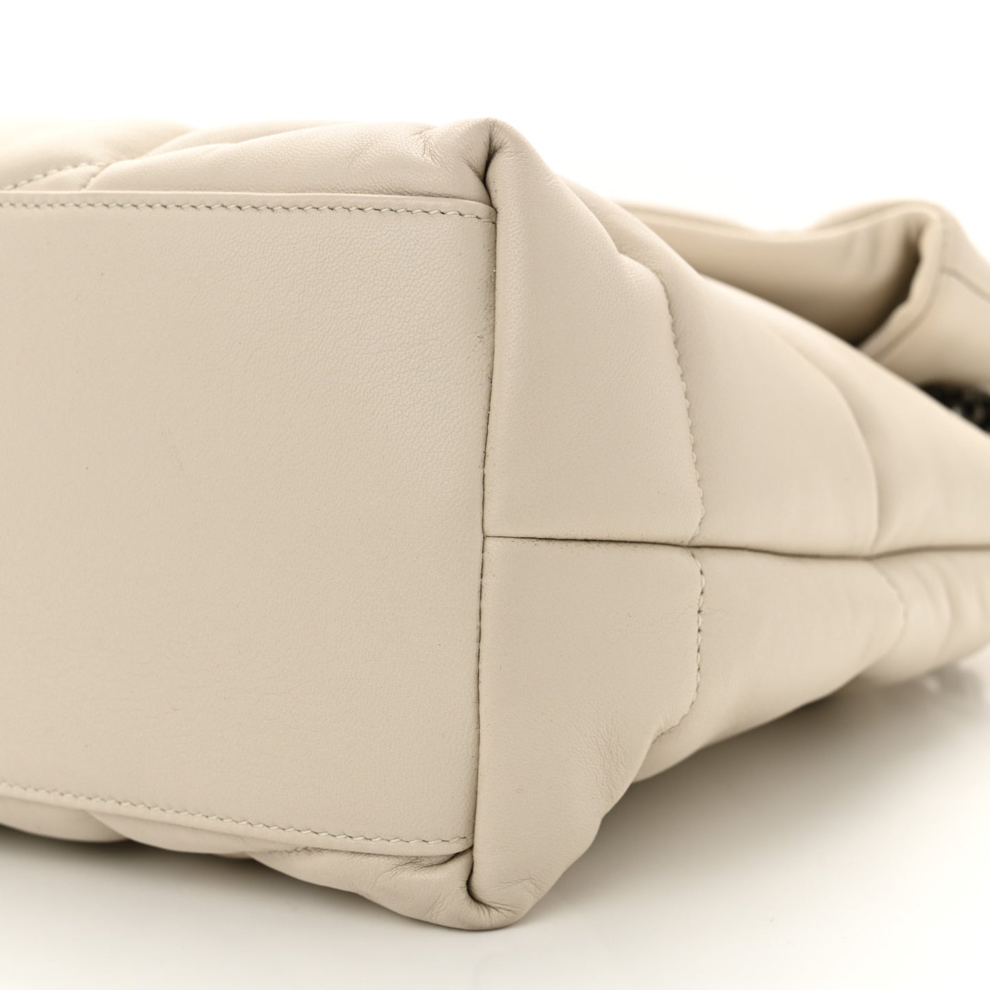 Lambskin Quilted Medium Loulou Puffer Monogram Chain Satchel Crema Soft