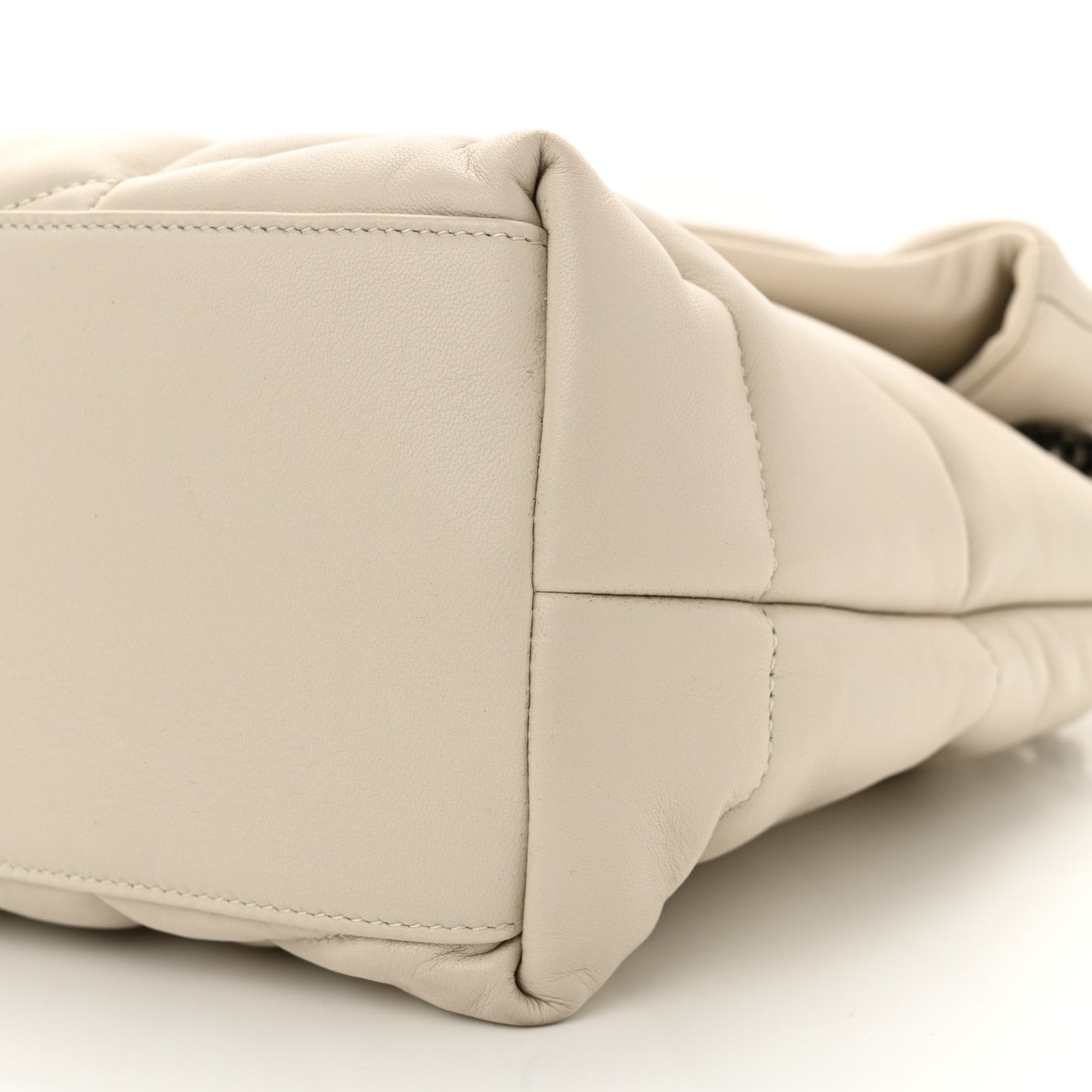 Saint Laurent Lambskin Quilted Medium Loulou Puffer Monogram Chain Satchel Crema Soft 10 of 13
