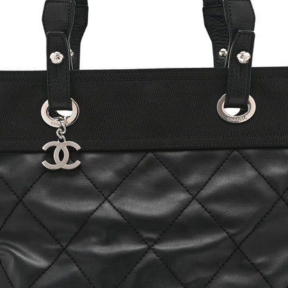 Chanel Coated Canvas Quilted Large Paris Biarritz Tote Black 8 of 10
