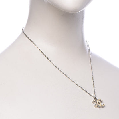 Chanel Enamel CC Necklace Silver White 2 of 6