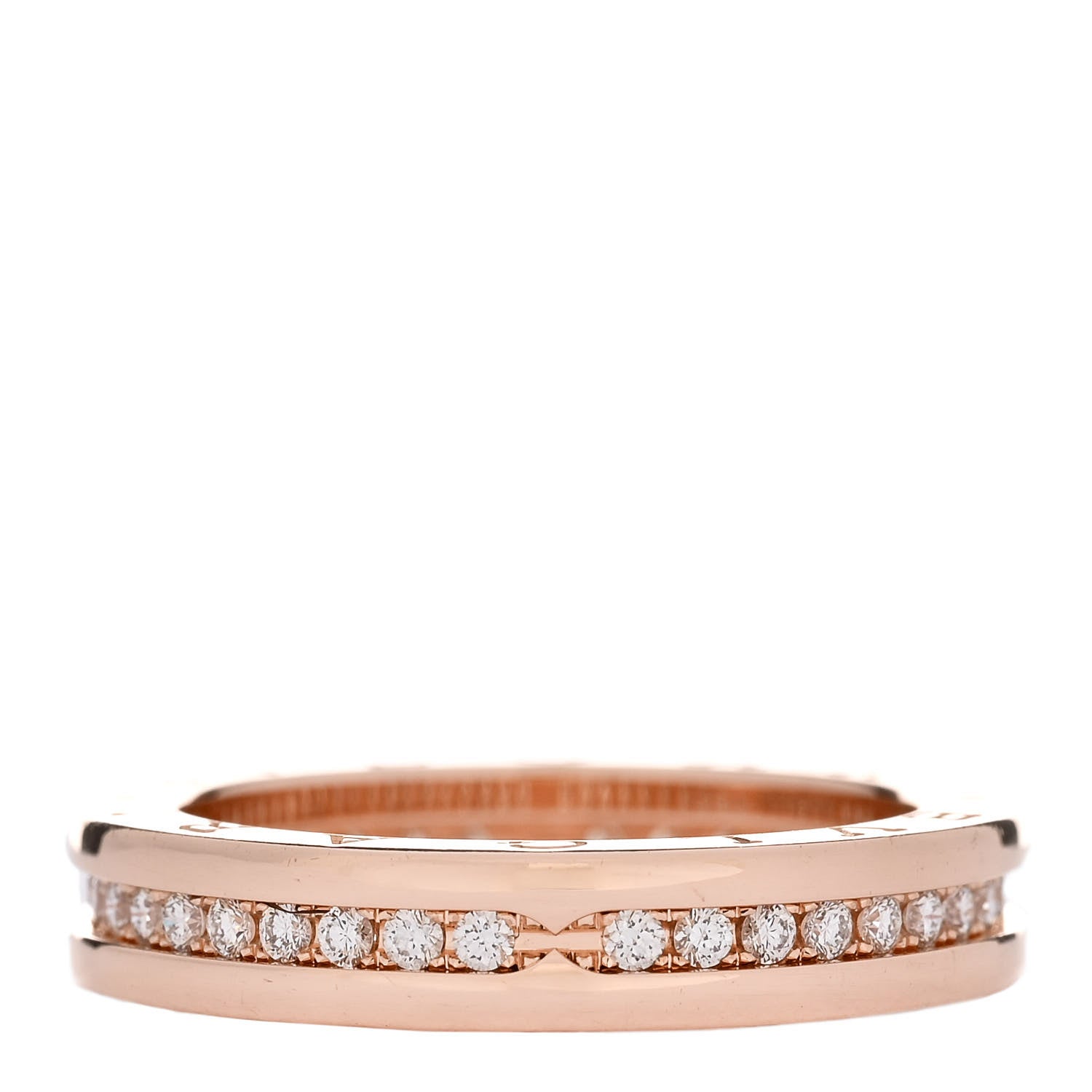 Bulgari 18K Rose Gold Diamond B.Zero1 One-Band Pave Ring 59 8.75 1 of 5