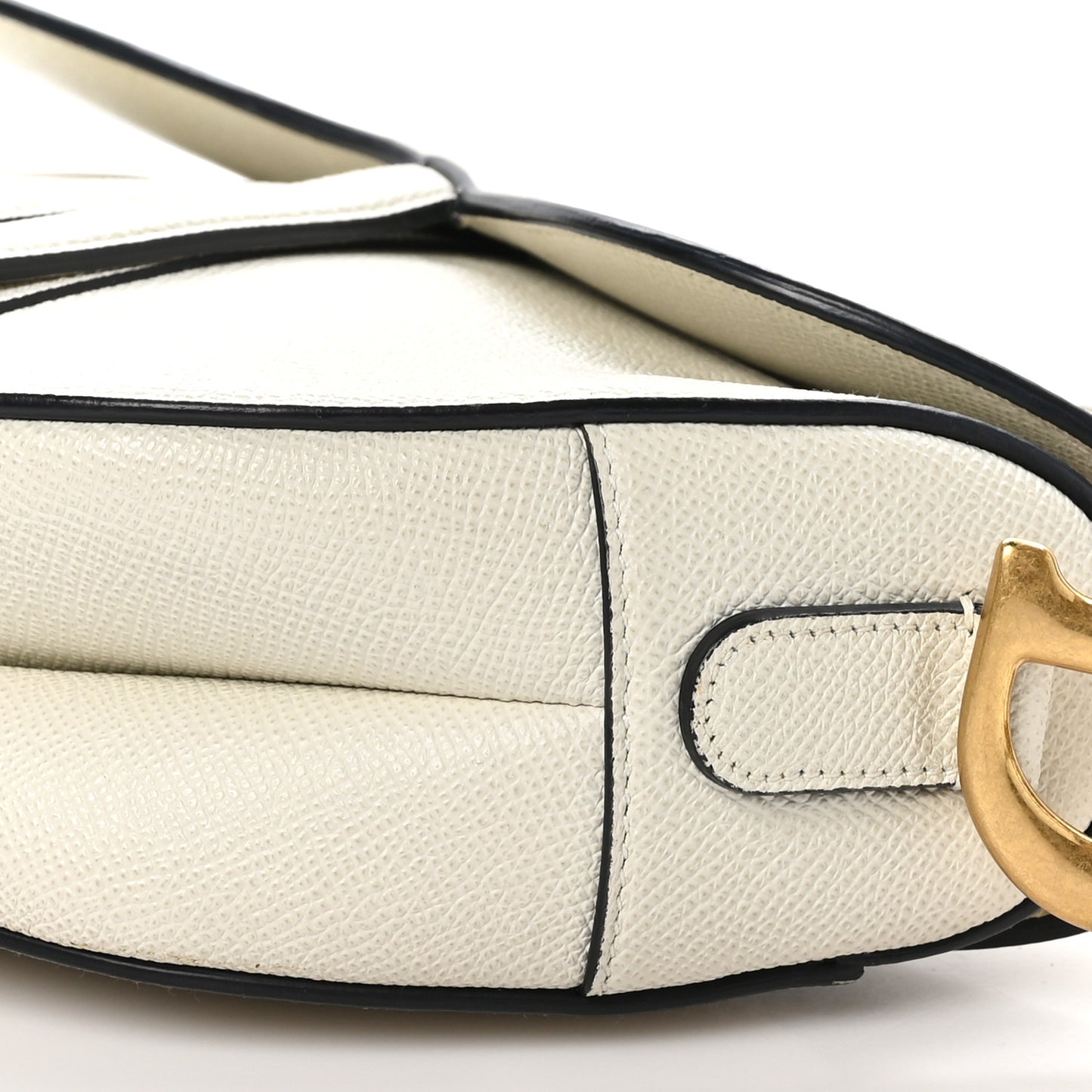 Grained Calfskin Saddle Bag White