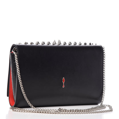 Christian Louboutin Calfskin Patent Jurassic Spikes Paloma Clutch Black 3 of 11
