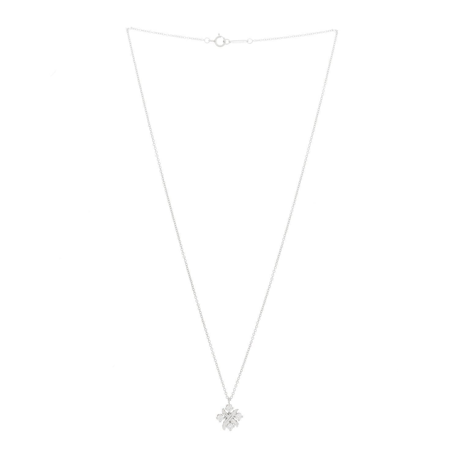 Tiffany Platinum Diamond Schlumberger Lynn Pendant Necklace 2 of 5