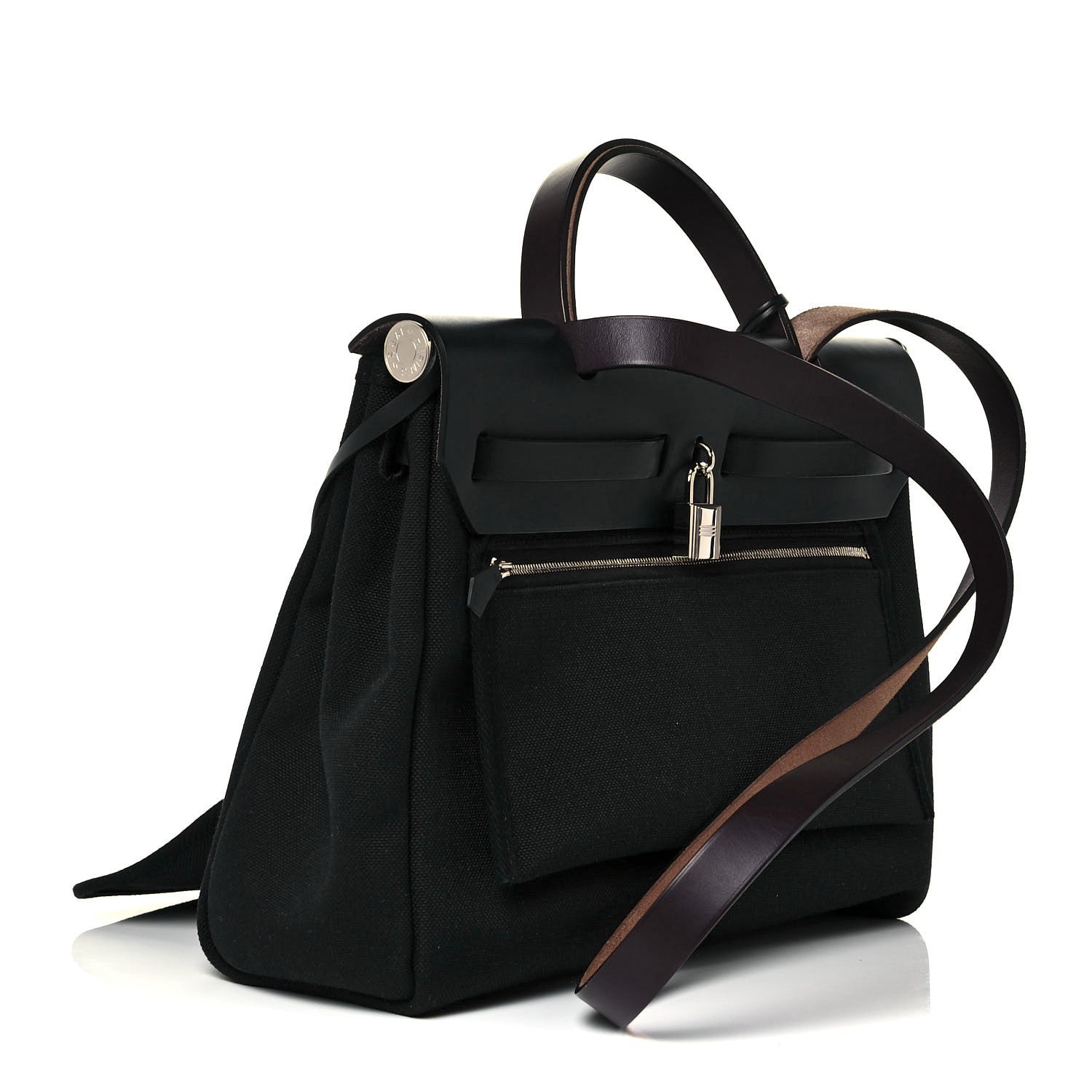 Hermes Military Toile Vache Hunter Herbag Zip PM 31 Black 4 of 11
