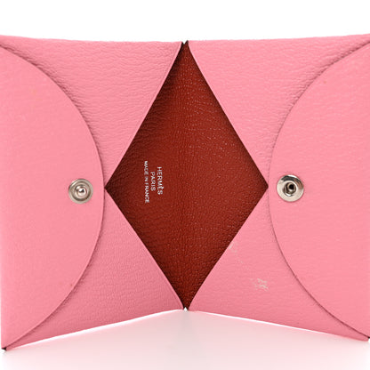 Hermes Chevre Chandra Verso Calvi Card Case Rose Confetti Brique 7 of 10