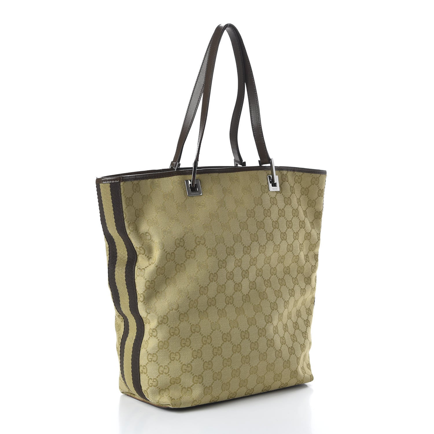 Gucci Monogram Web Large Bucket Tote Brown 3 of 11