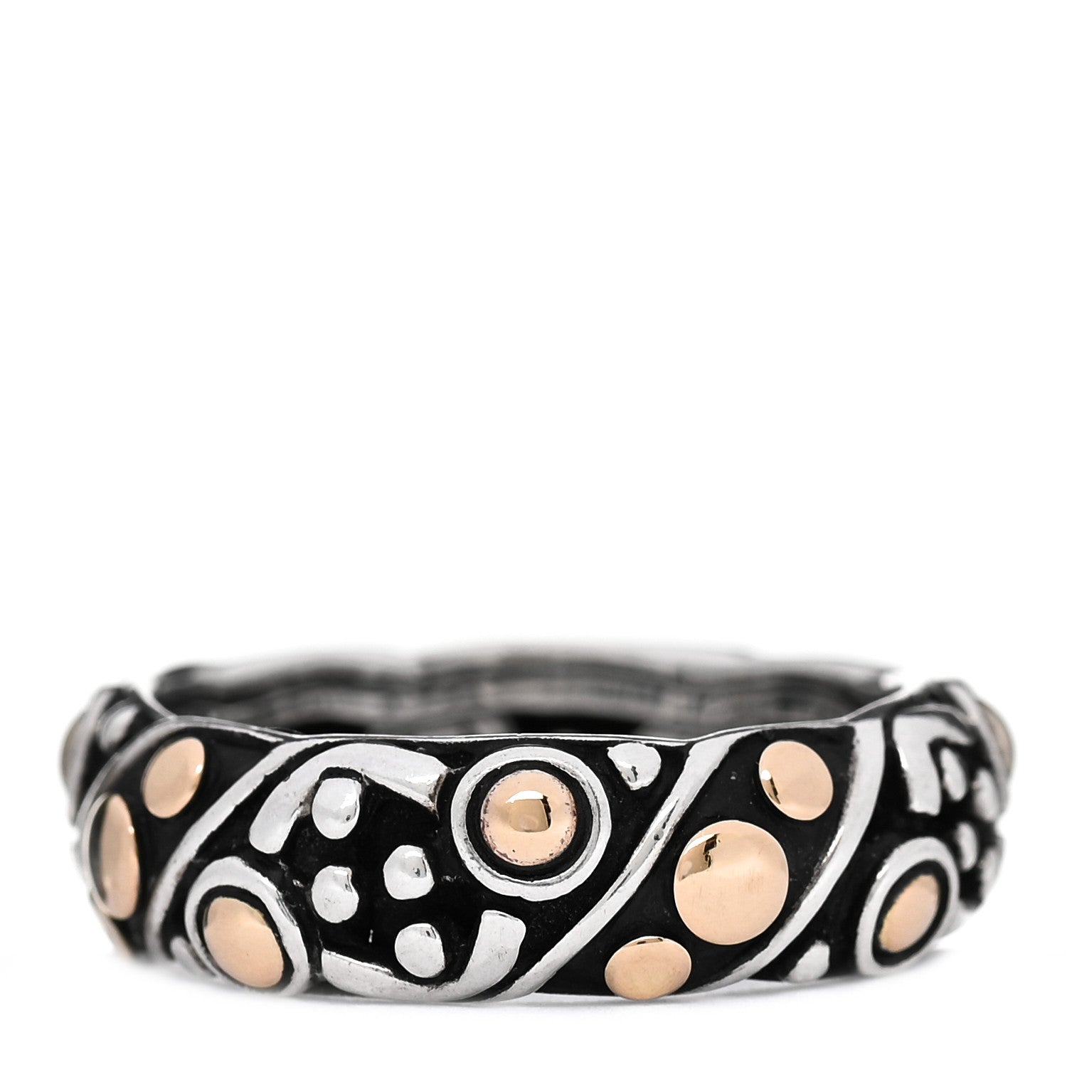 John Hardy Sterling Silver 18K Yellow Gold Jaisalmer Dot Band Ring 55 7.25 1 of 6