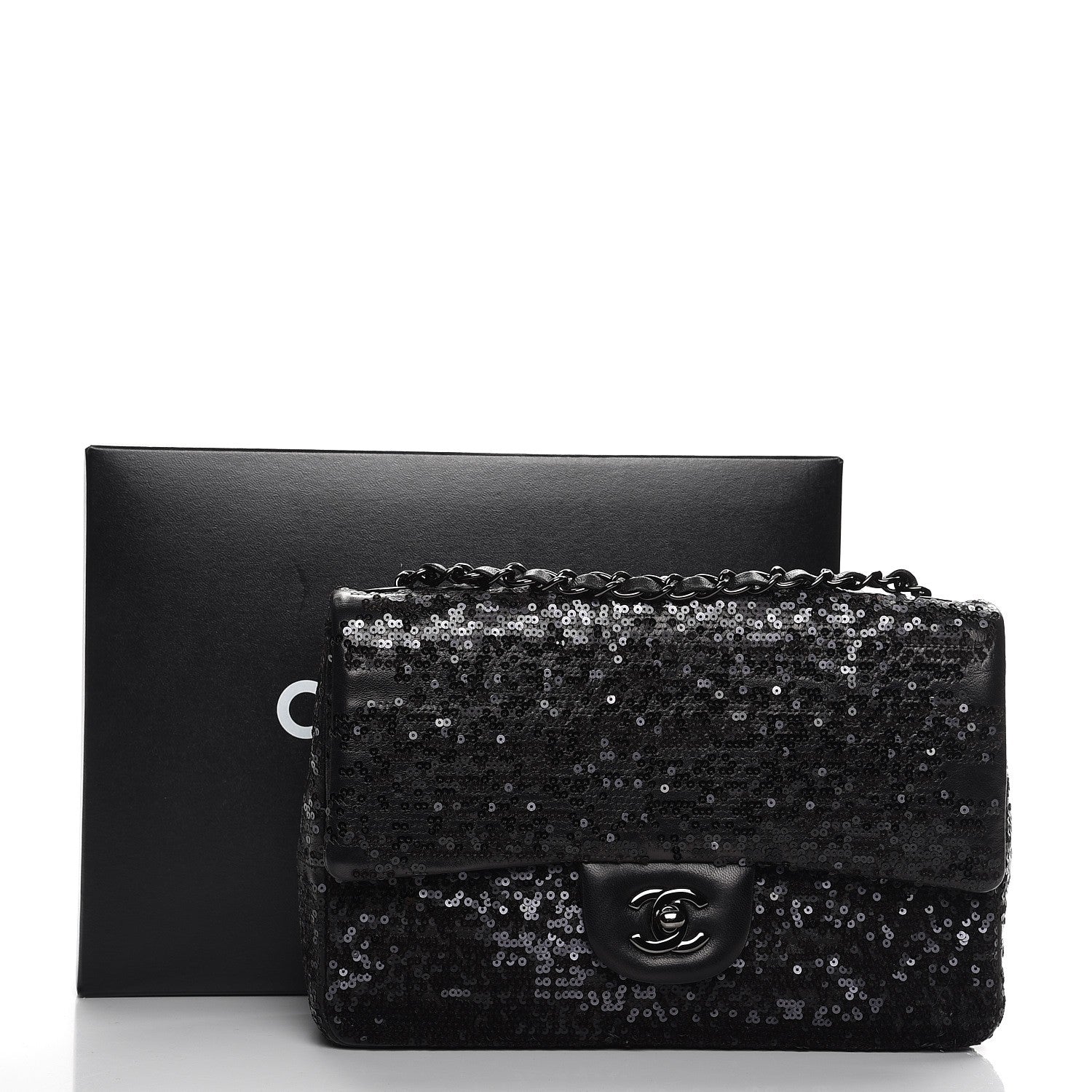 Chanel Sequin Lambskin Medium Moonlight on Water Flap Black 9 of 9