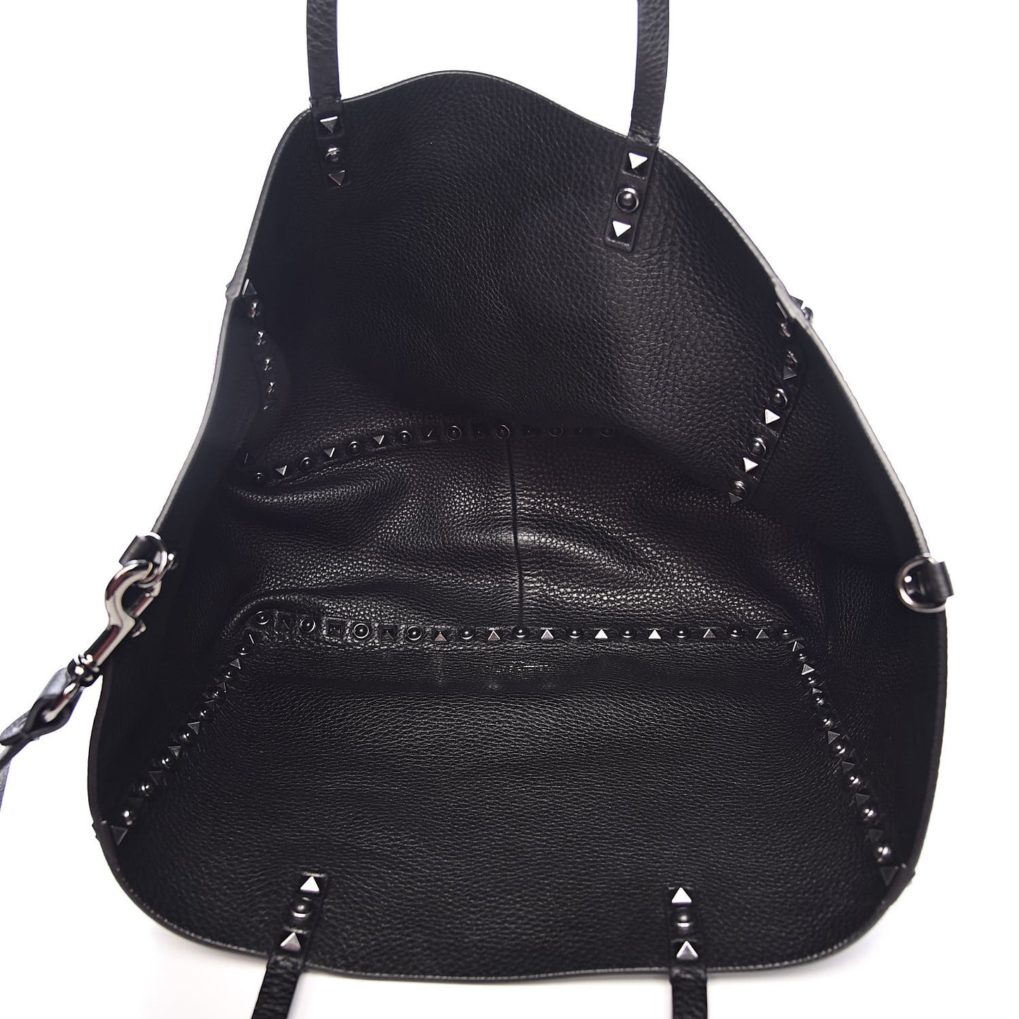 Stampa Alce Calfskin Medium Guitar Strap Rockstud Rolling Reversible Tote Black