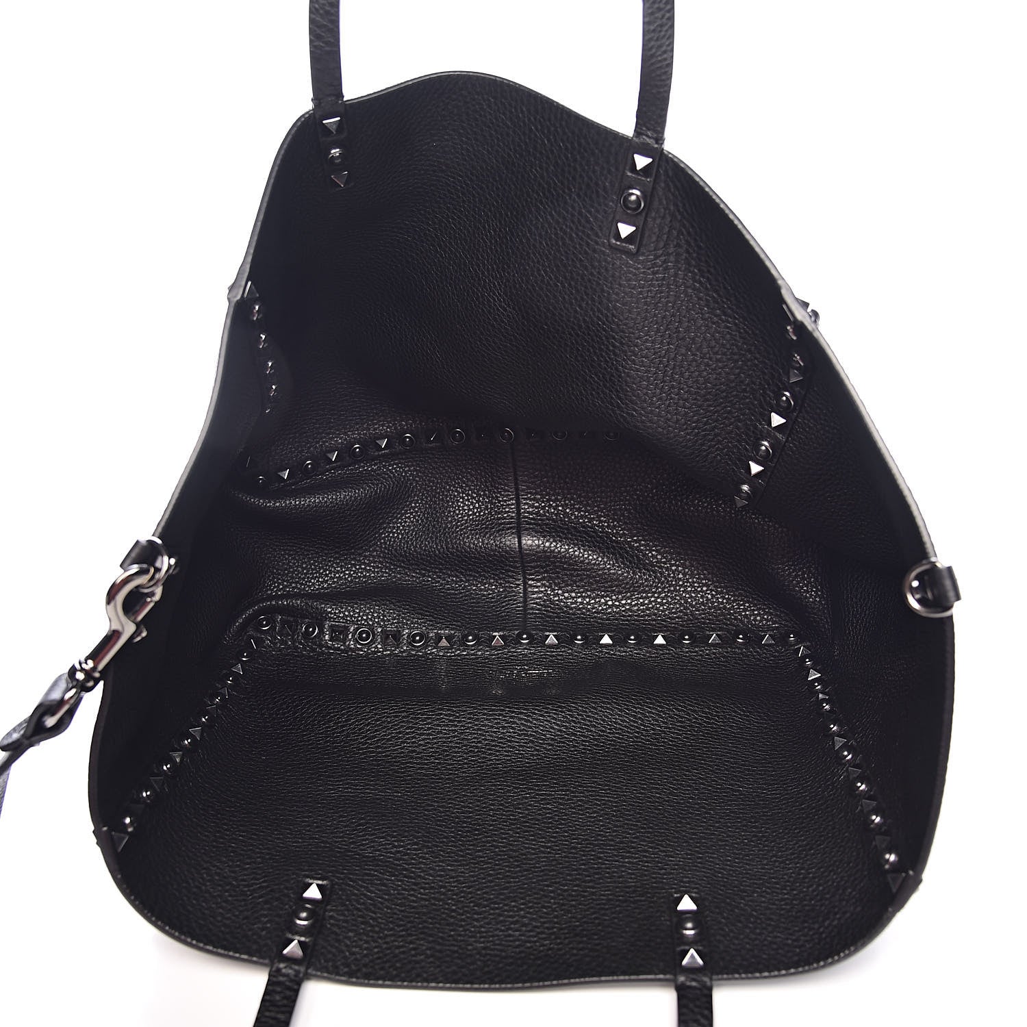 Valentino Garavani Stampa Alce Calfskin Medium Guitar Strap Rockstud Rolling Reversible Tote Black 8 of 19