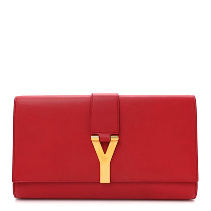 Saint Laurent Calfskin Classic Y Ligne Clutch Red 1 of 15