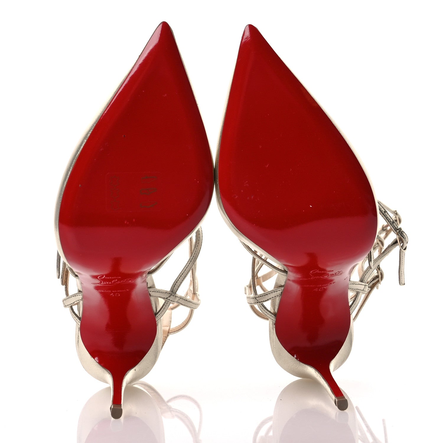 Christian Louboutin Metallic Nappa Kadreyana 100 Pumps 40 Sahara 6 of 9