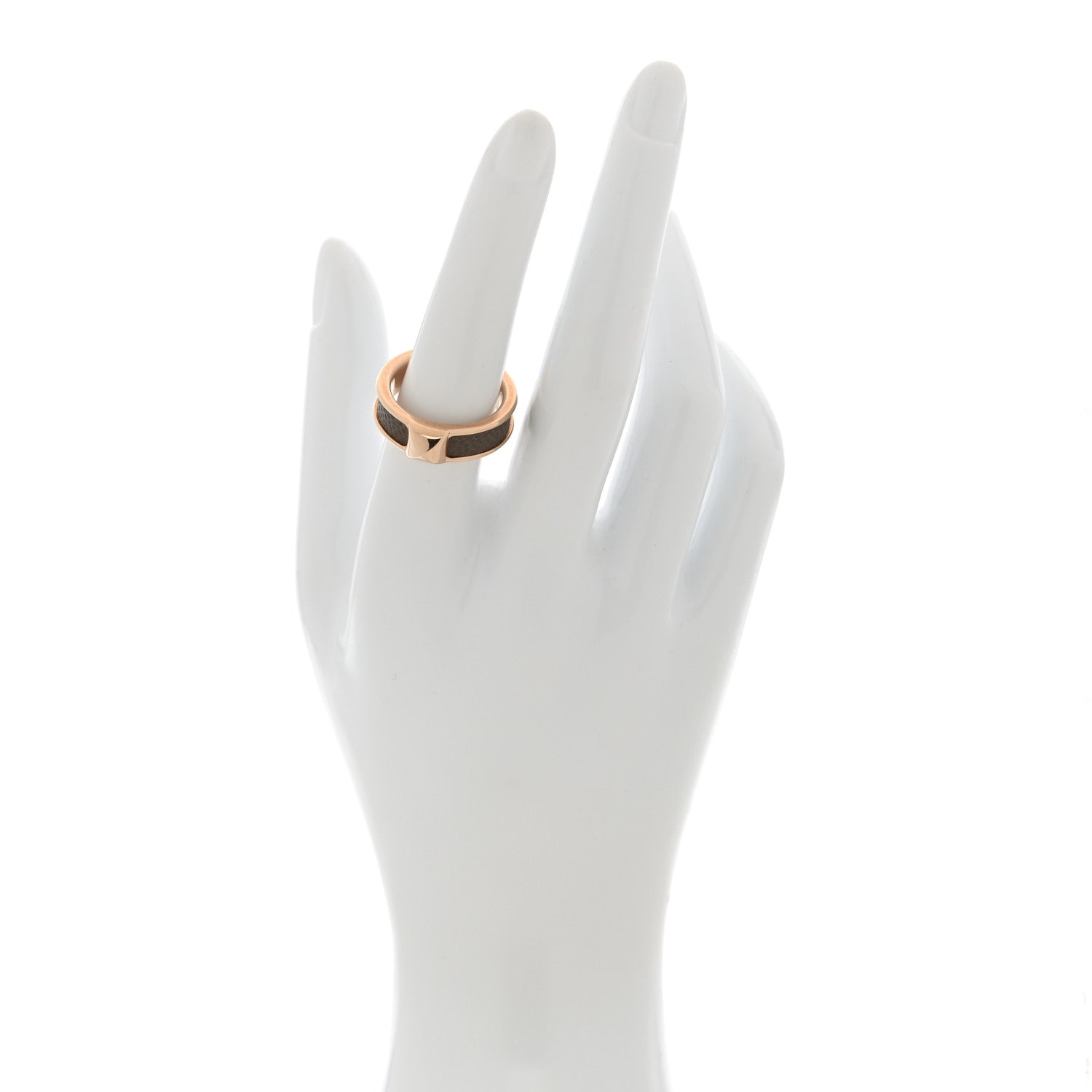 Hermes Madame Calfskin Athena Simple Stud Ring 55 7.25 Etoupe 2 of 5