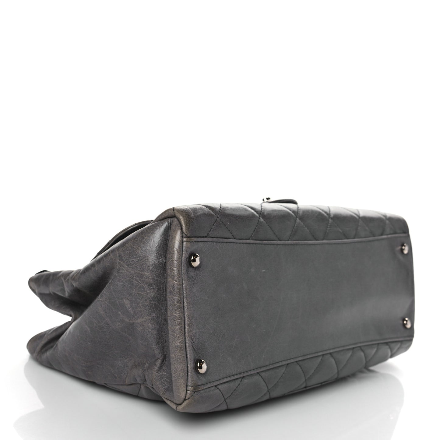 Glazed Calfskin Quilted Small CC Delivery Tote Grey