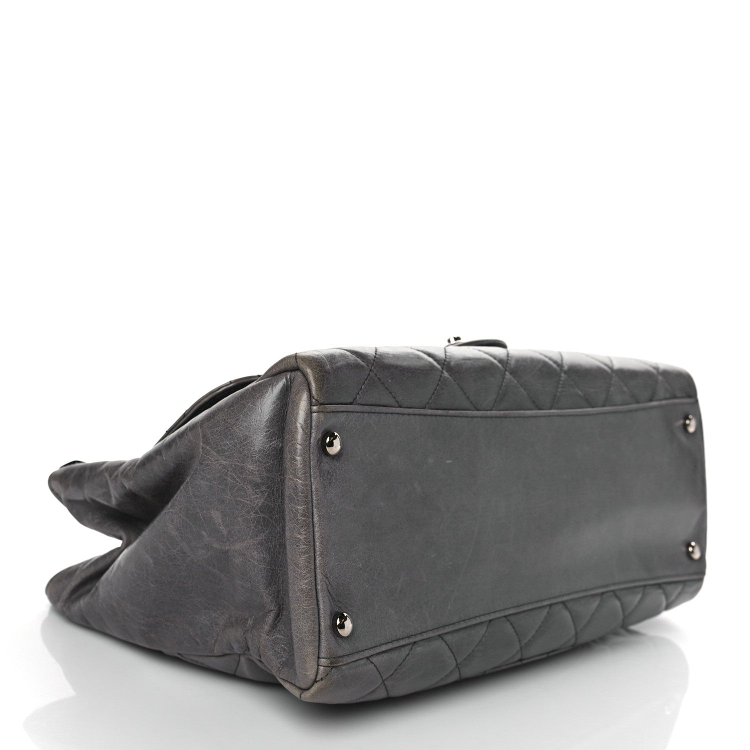 Chanel Glazed Calfskin Quilted Small CC Delivery Tote Grey 4 of 11