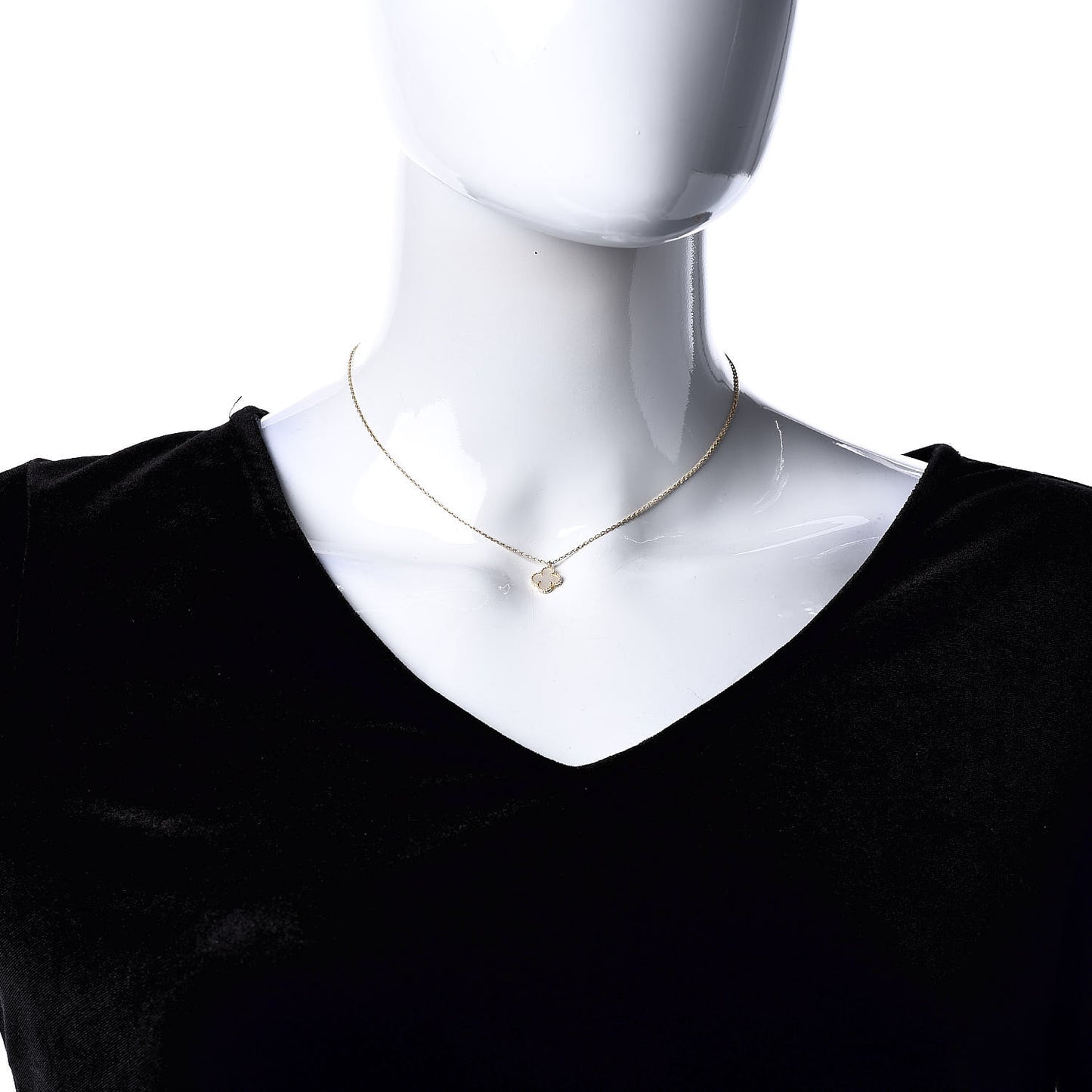18K Yellow Gold Mother of Pearl Sweet Alhambra Pendant Necklace