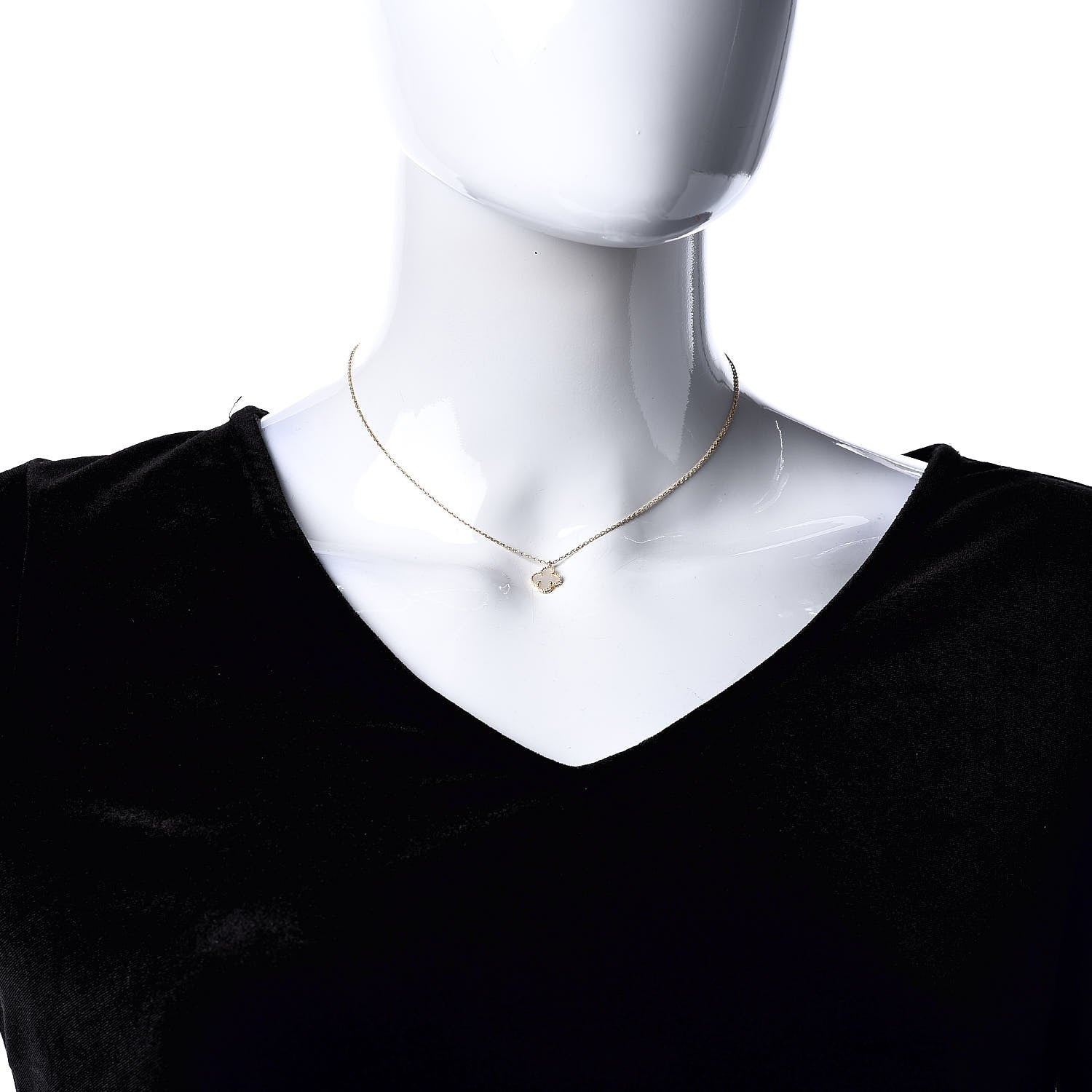 Van Cleef & Arpels 18K Yellow Gold Mother of Pearl Sweet Alhambra Pendant Necklace 2 of 7