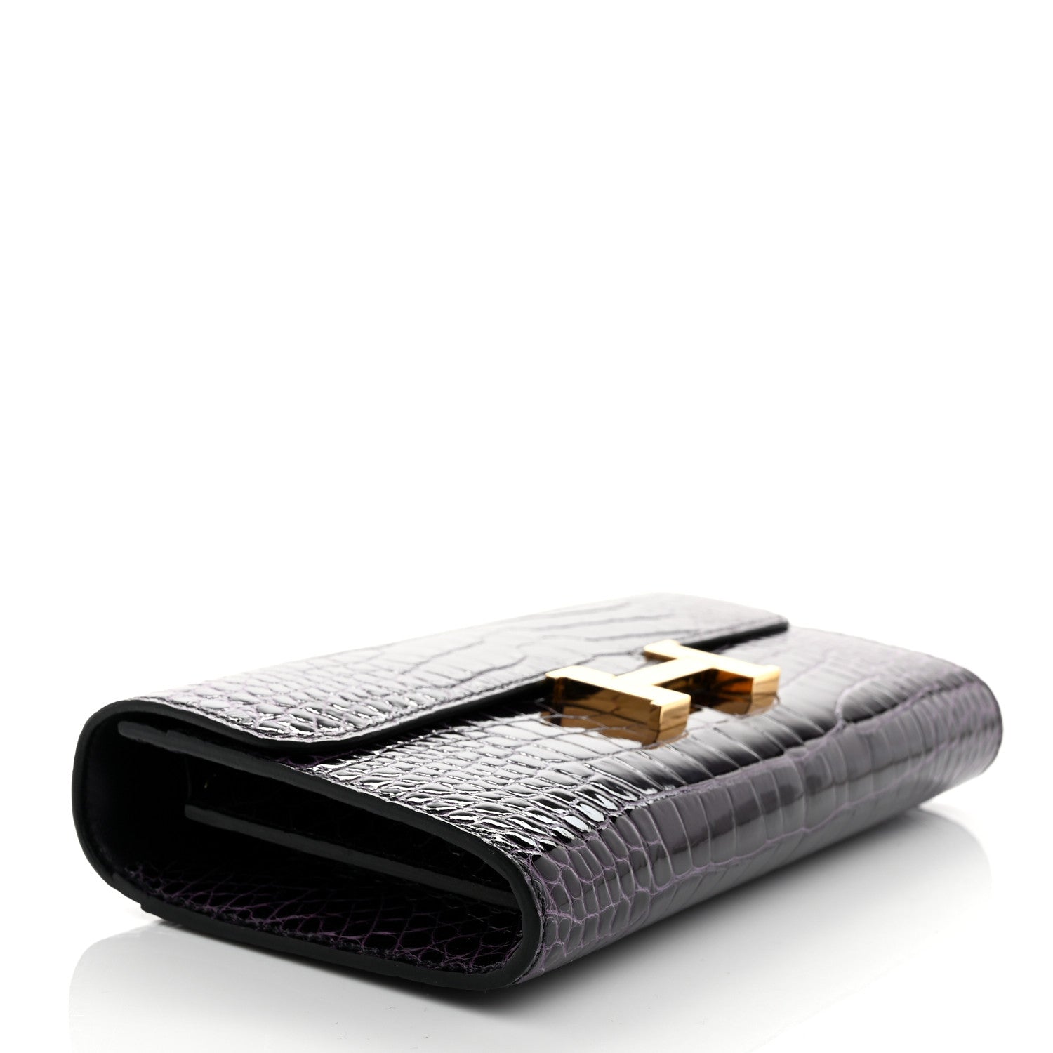 Hermes Shiny Alligator Constance Long Wallet To Go Amethyst 4 of 11