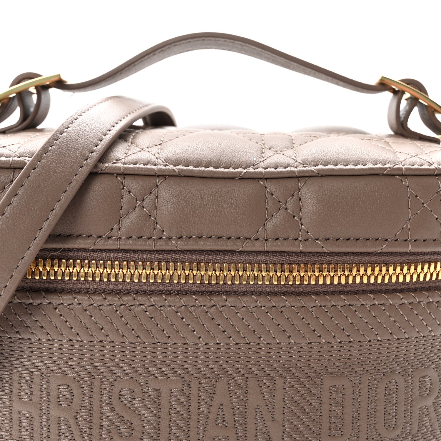 Christian Dior Lambskin Cannage Small Diortravel Vanity Case Warm Taupe 7 of 9