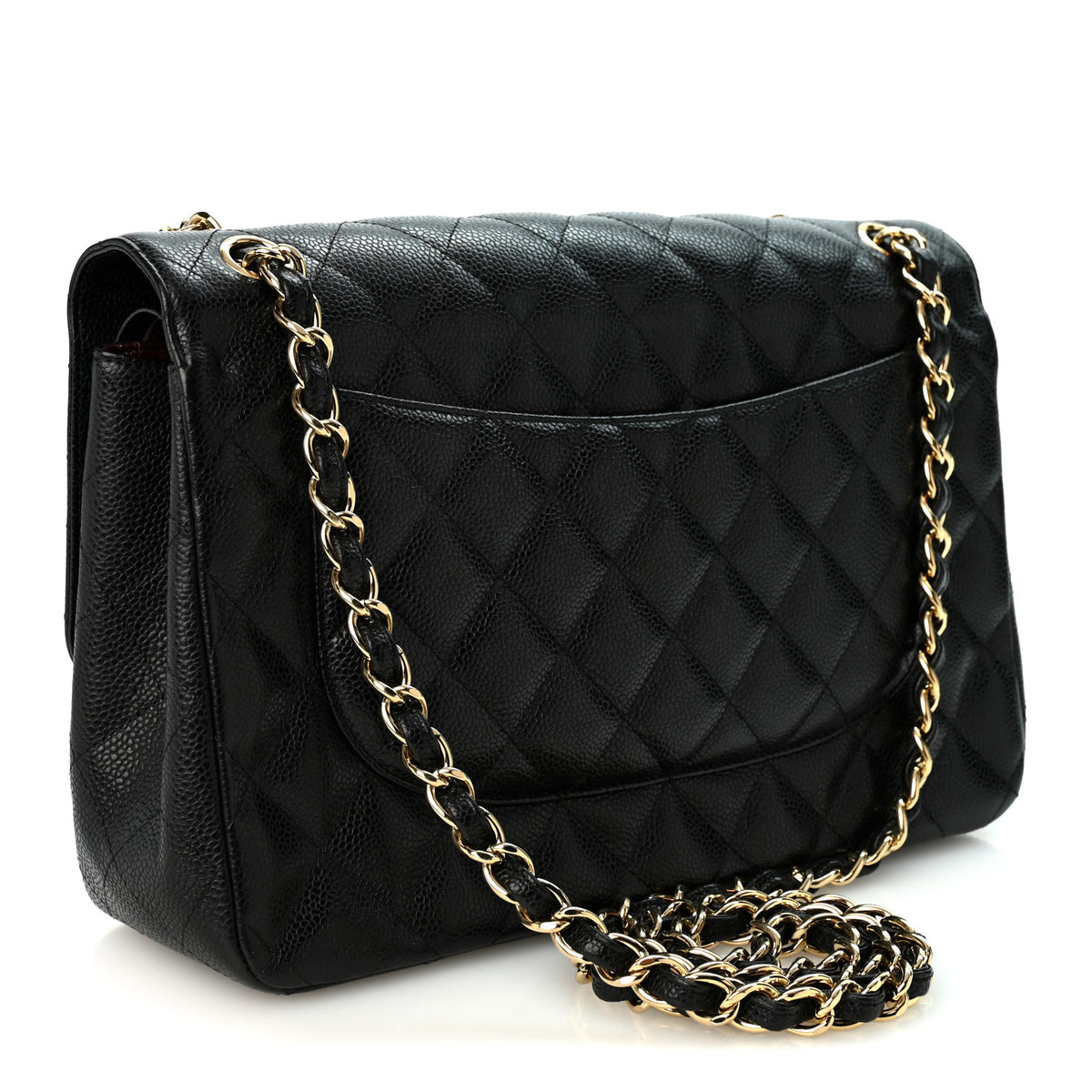 Caviar Quilted Jumbo Double Flap Black