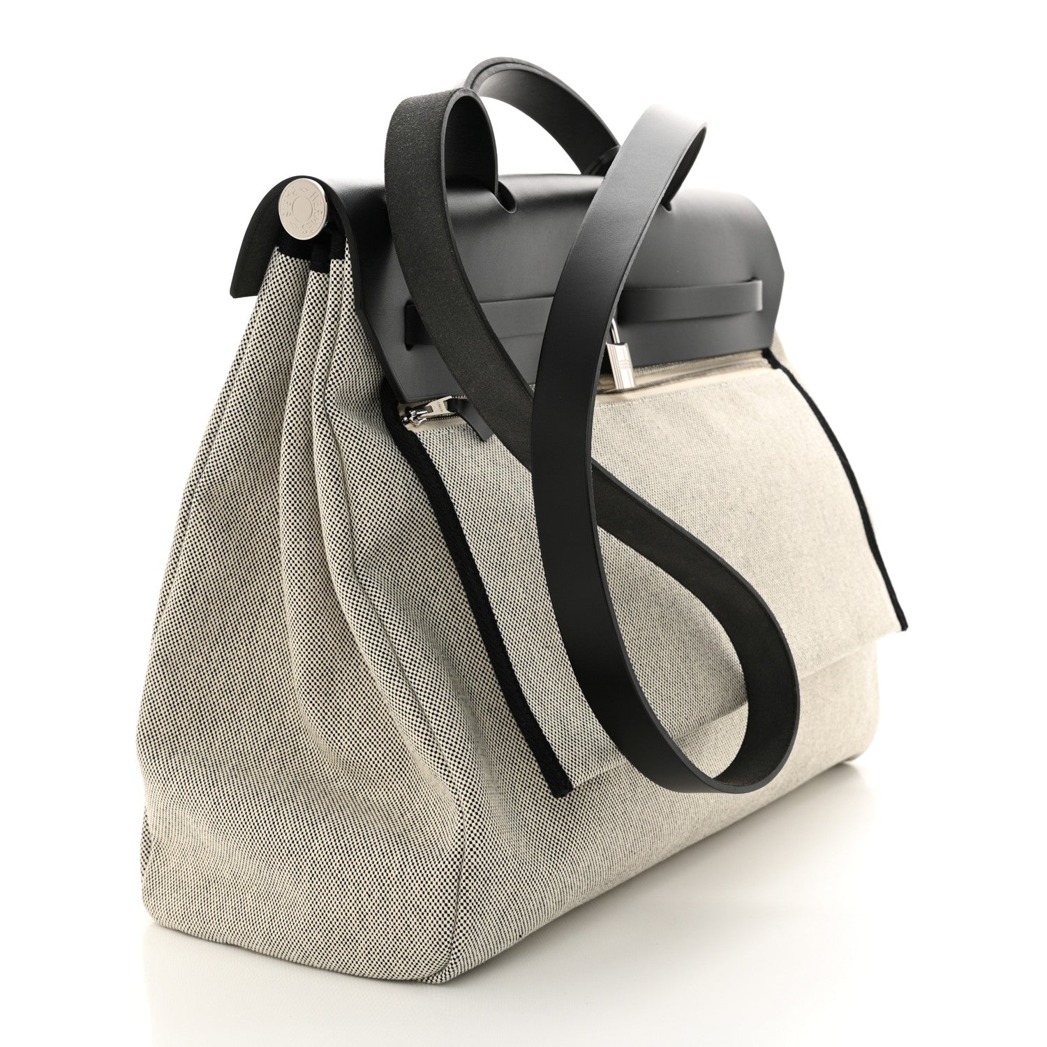 Hermes Vache Hunter Toile H Pegase Pop Herbag Zip Retourne 39 MM Bleu Indigo Ecru Black 4 of 12