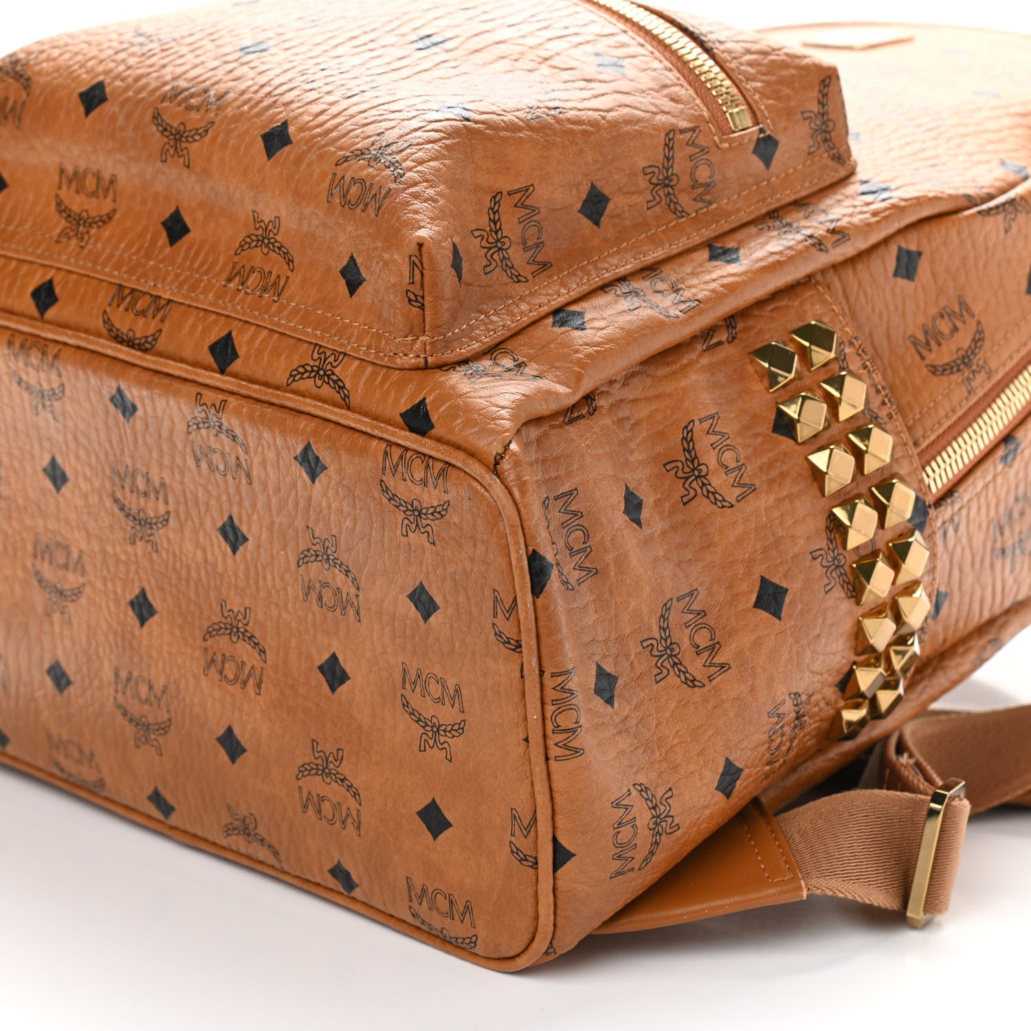 MCM Visetos Small Side Stud Stark Backpack Cognac 9 of 9