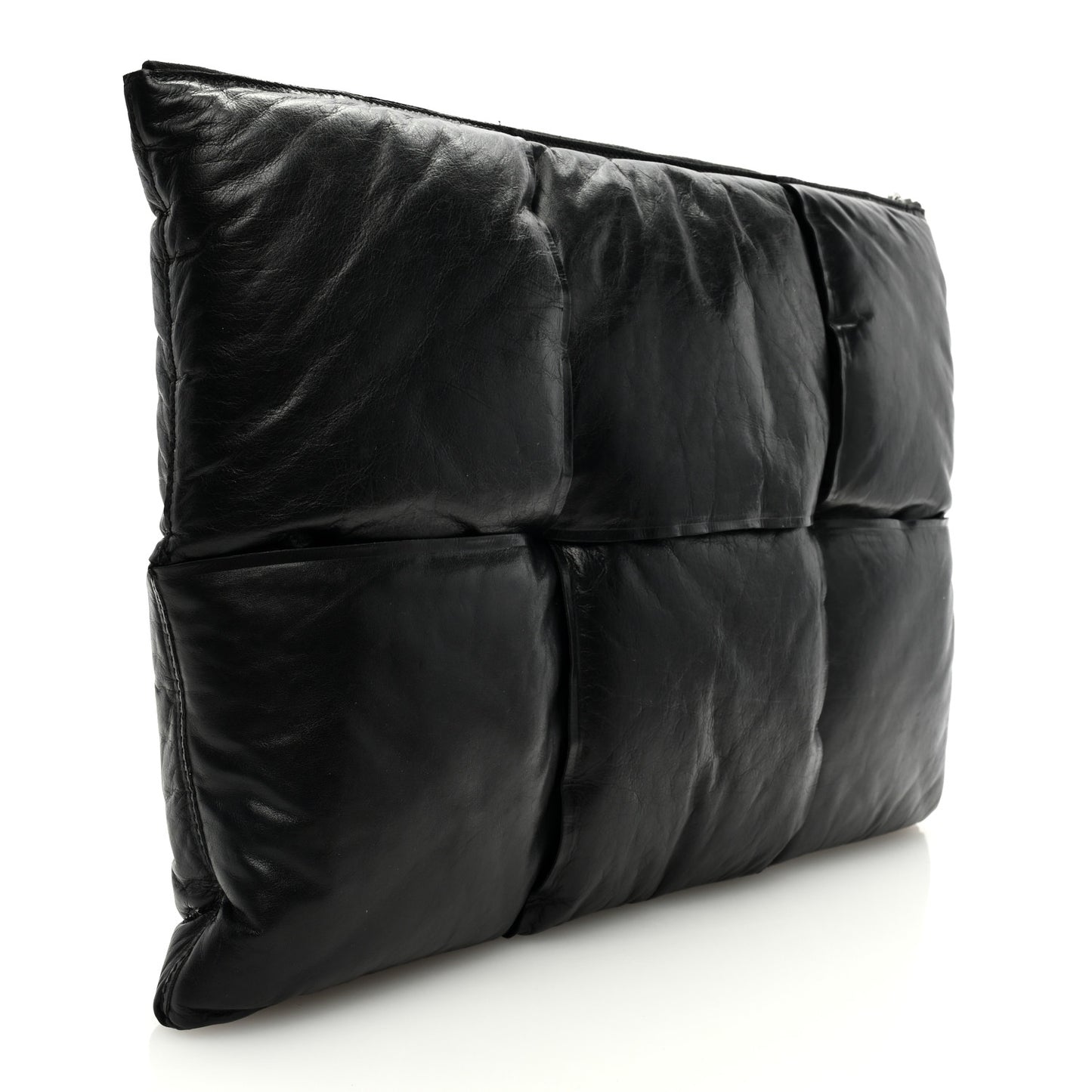 Calfskin Maxi Intrecciato Clutch Black