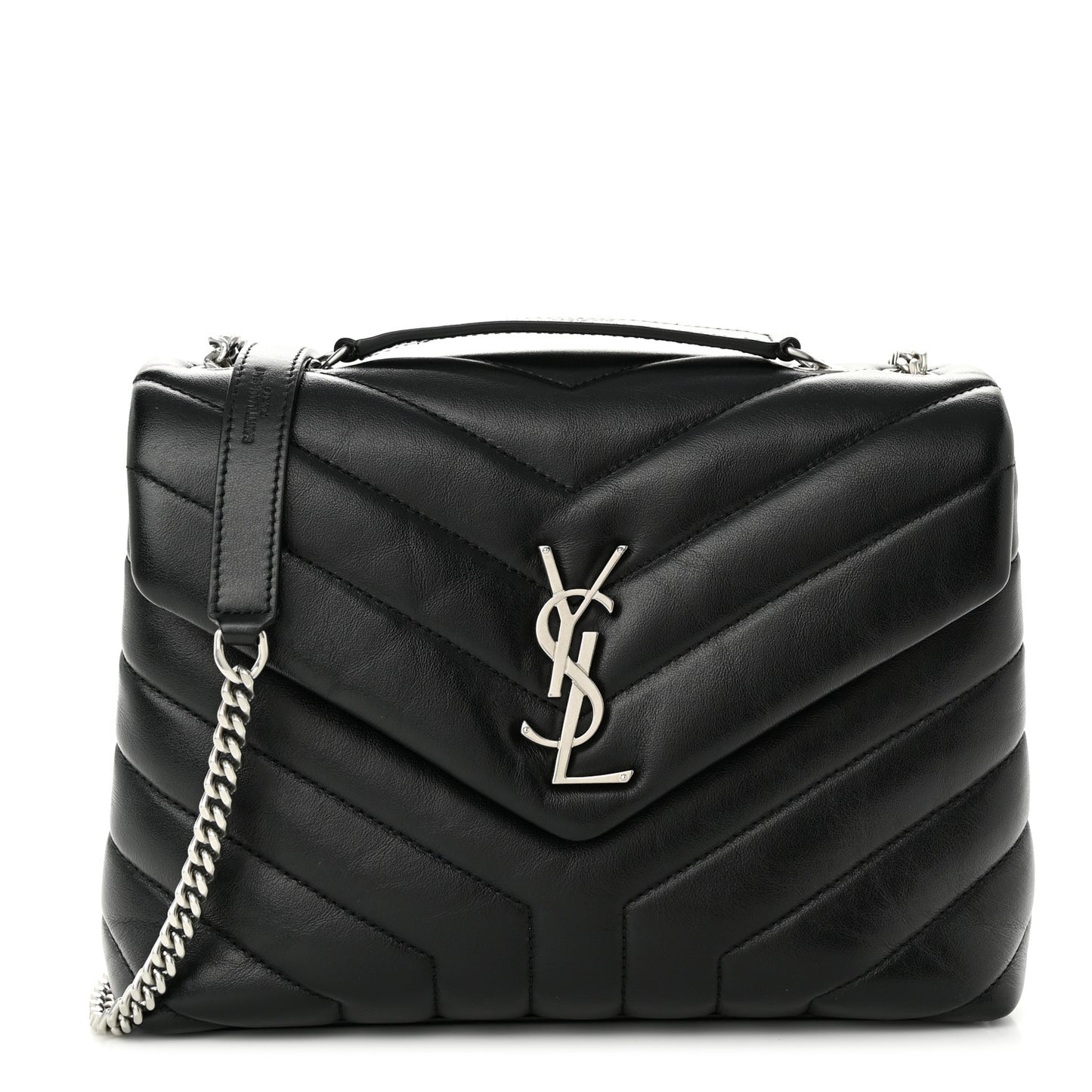 Calfskin Y Quilted Monogram Small Loulou Chain Satchel Black