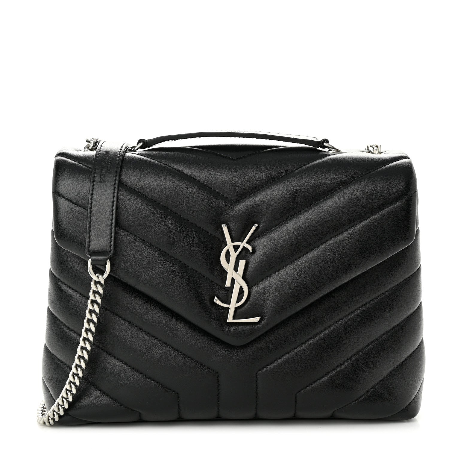 Saint Laurent Calfskin Y Quilted Monogram Small Loulou Chain Satchel Black 1 of 11
